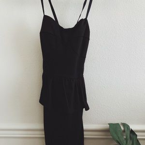 Black Tight Dress with Peplum